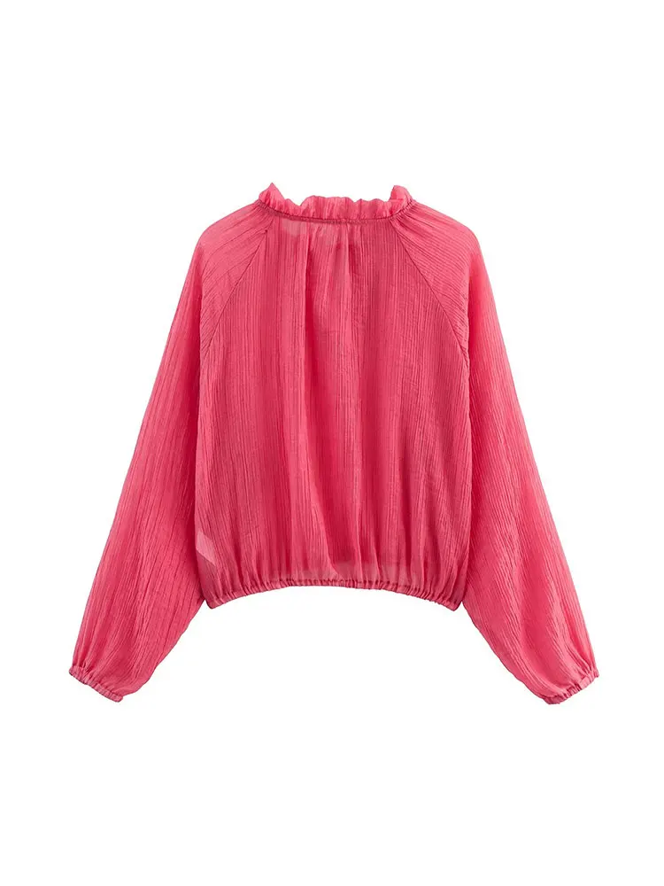 Conjunto de 2 piezas con efecto plisado para mujer, falda larga lisa con cintura elástica, blusas holgadas a la moda, conjuntos de Tops, primavera 2025