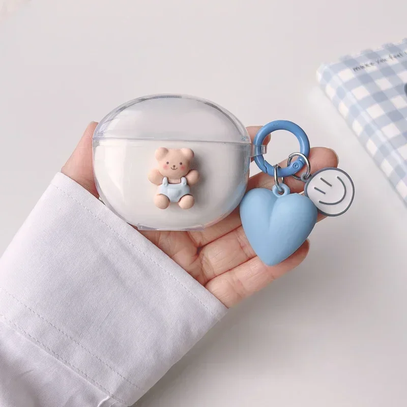 ل Realme Buds T310 حافظة لطيف الدب/الكرتون الحيوان المفاتيح غطاء سيليكون شفاف سماعة غطاء ل Realme T310 غطاء