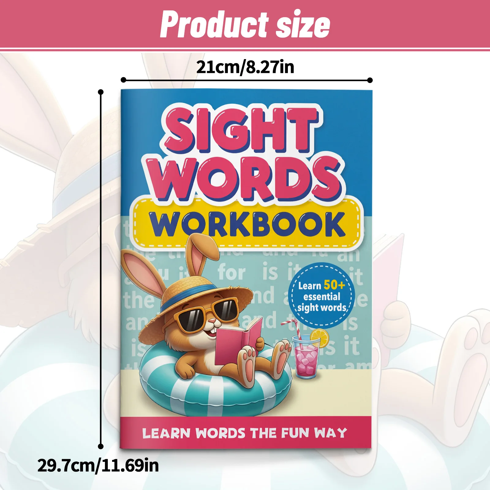 Kids English Word Coloring Book, Cute Cartoon Patterns, Preschool Early Learning Activity Book, Improve Toddler Hands-on Ability