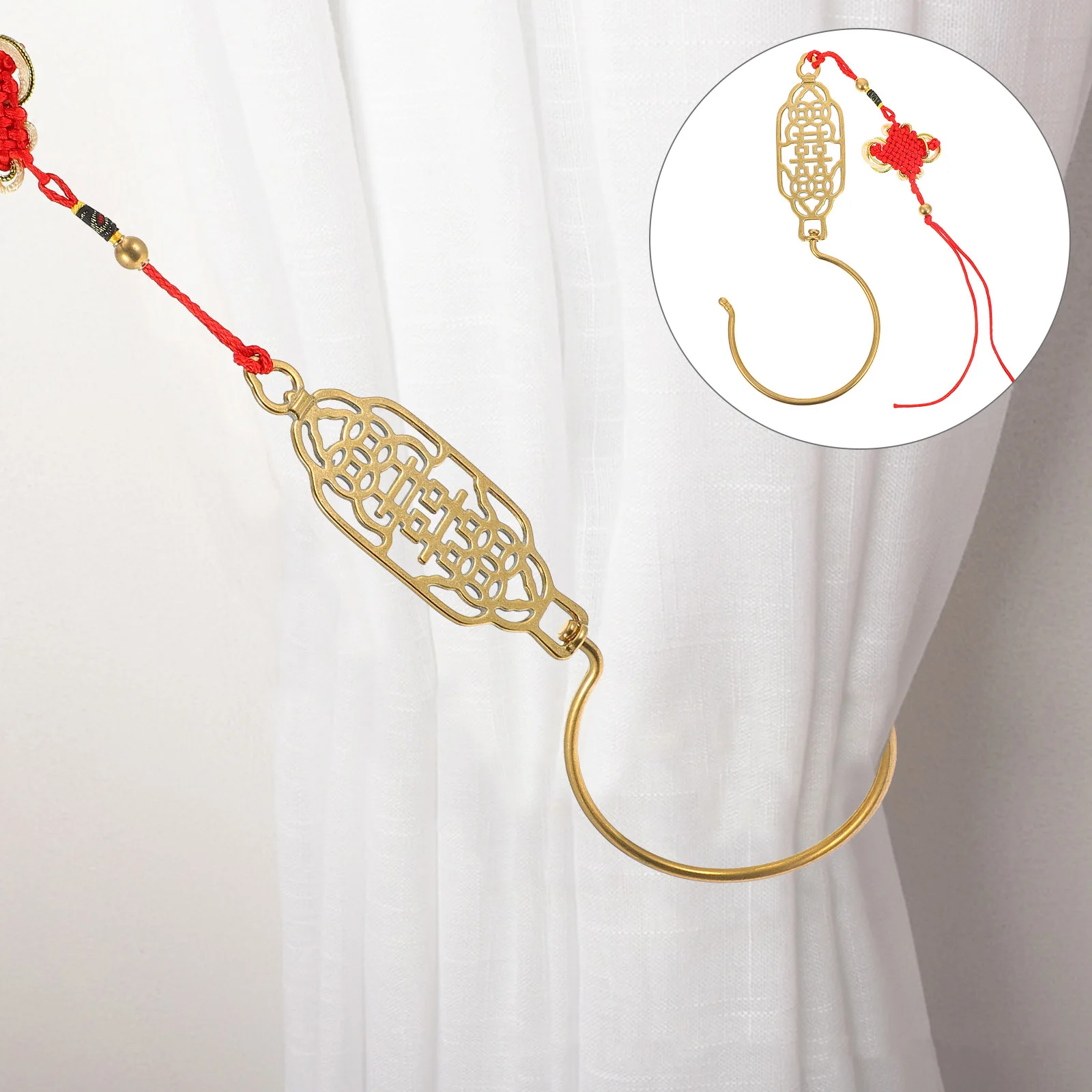 

Chinese Style Bed Curtain Hook Retro Copper for Bedroom Wedding Party Drapes Hanger Curtain Hook