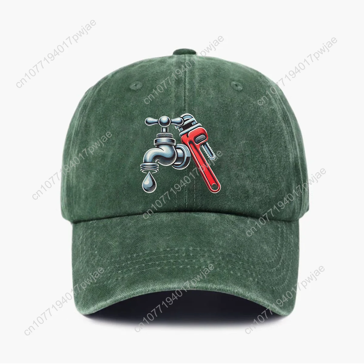 قبعة بيسبول سباك خفيفة الوزن قابلة للتعديل للرجال والنساء - تصميم سباكة مع مفتاح ربط وتركيبات، مغسولة من الدنيم باللون الأسود/