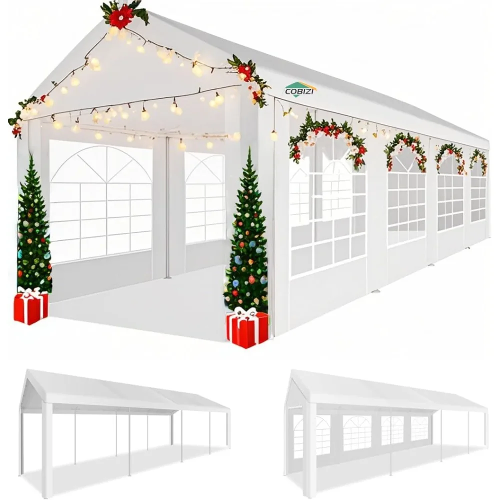 

13x26FT Party Tent Heavy Duty Outdoor Gazebo White Event Shelter Wedding Canopy Tent for Parties Carport BBQ, Canopy