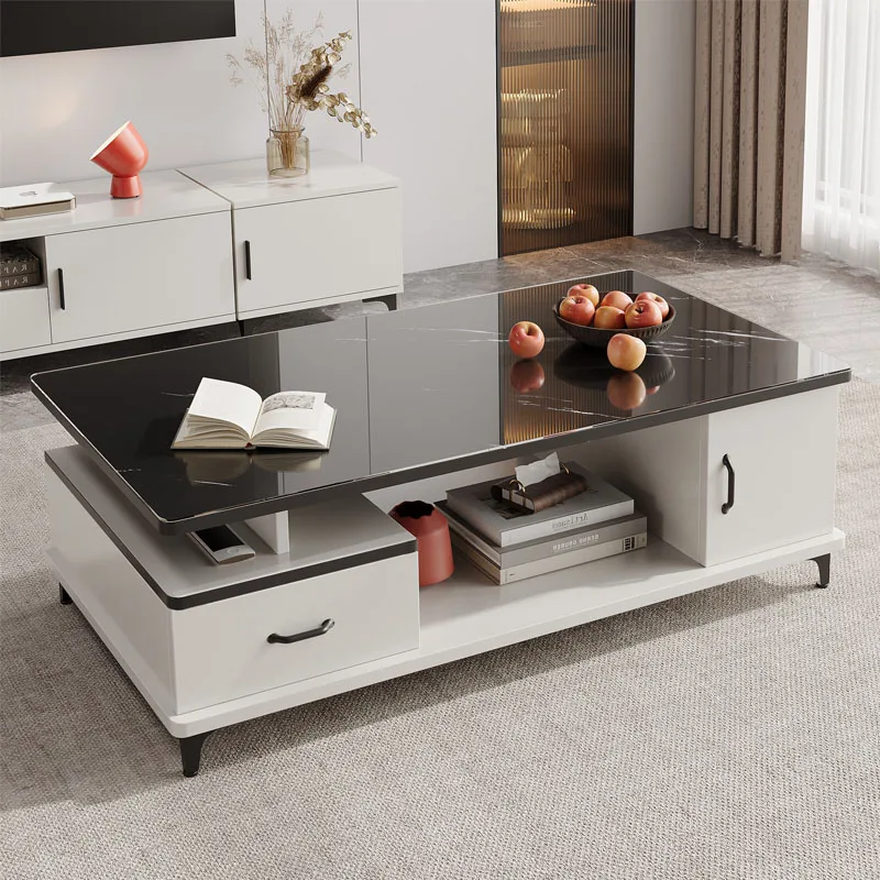 

Home rental house living room small apartment simple tempered glass rectangular Nordic Italian light luxury tea table