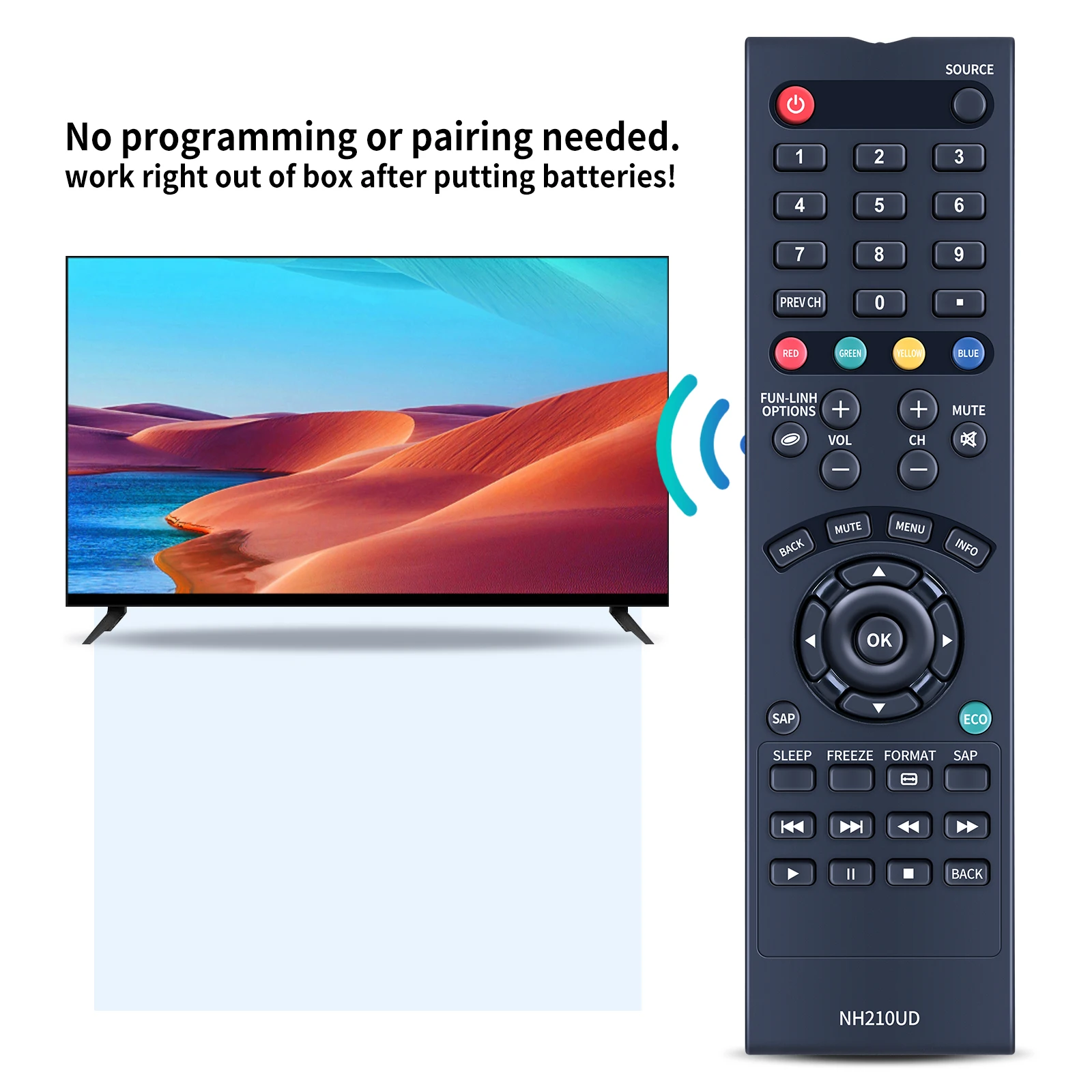 Novo controle remoto nh210ud para tv sylvania lc190ss2 lc220ss2 lc260ss2 lc320ss2