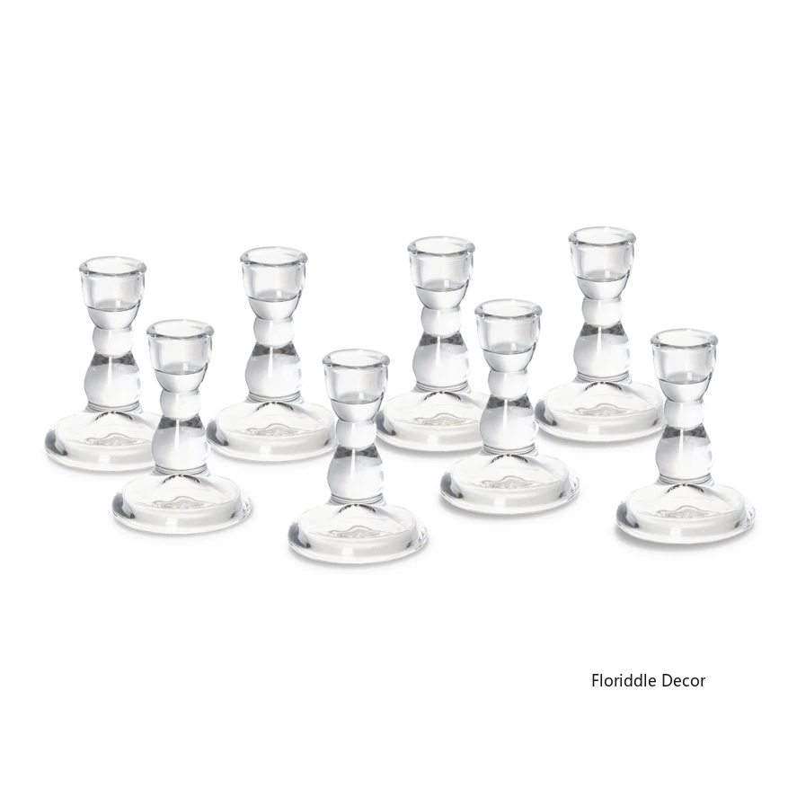 

8pc Crystal Candle Holders Glass Candlestick Holder for Standard Candle Sticks Wedding Centerpieces Christmas Table Decor Bulk