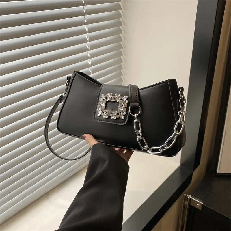 

High-end niche design bag diamond-encrusted chain sweet cool hot girl wind crossbody armpit bag