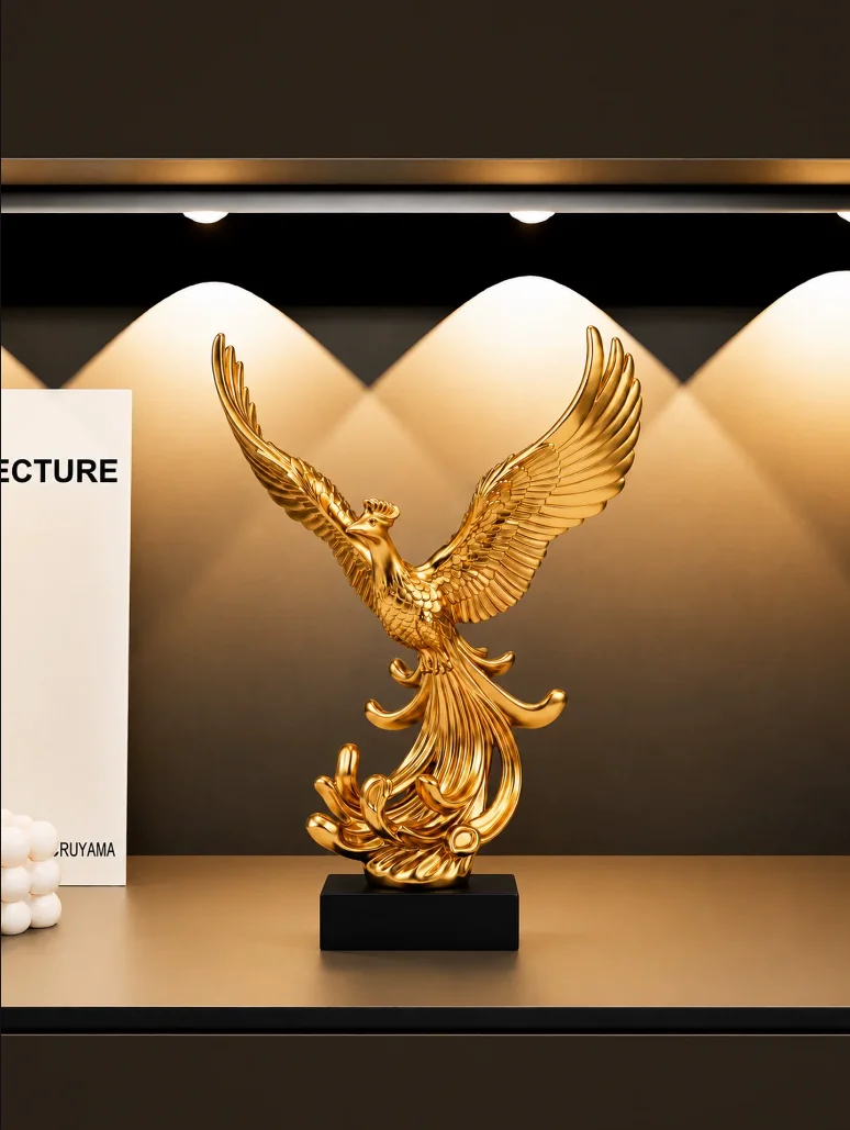 Chinese Dragon Phoenix Resin Sculpture Accessories Items Home Room Bookshelf Furnishing Ornaments Office Desk Statue Decoration