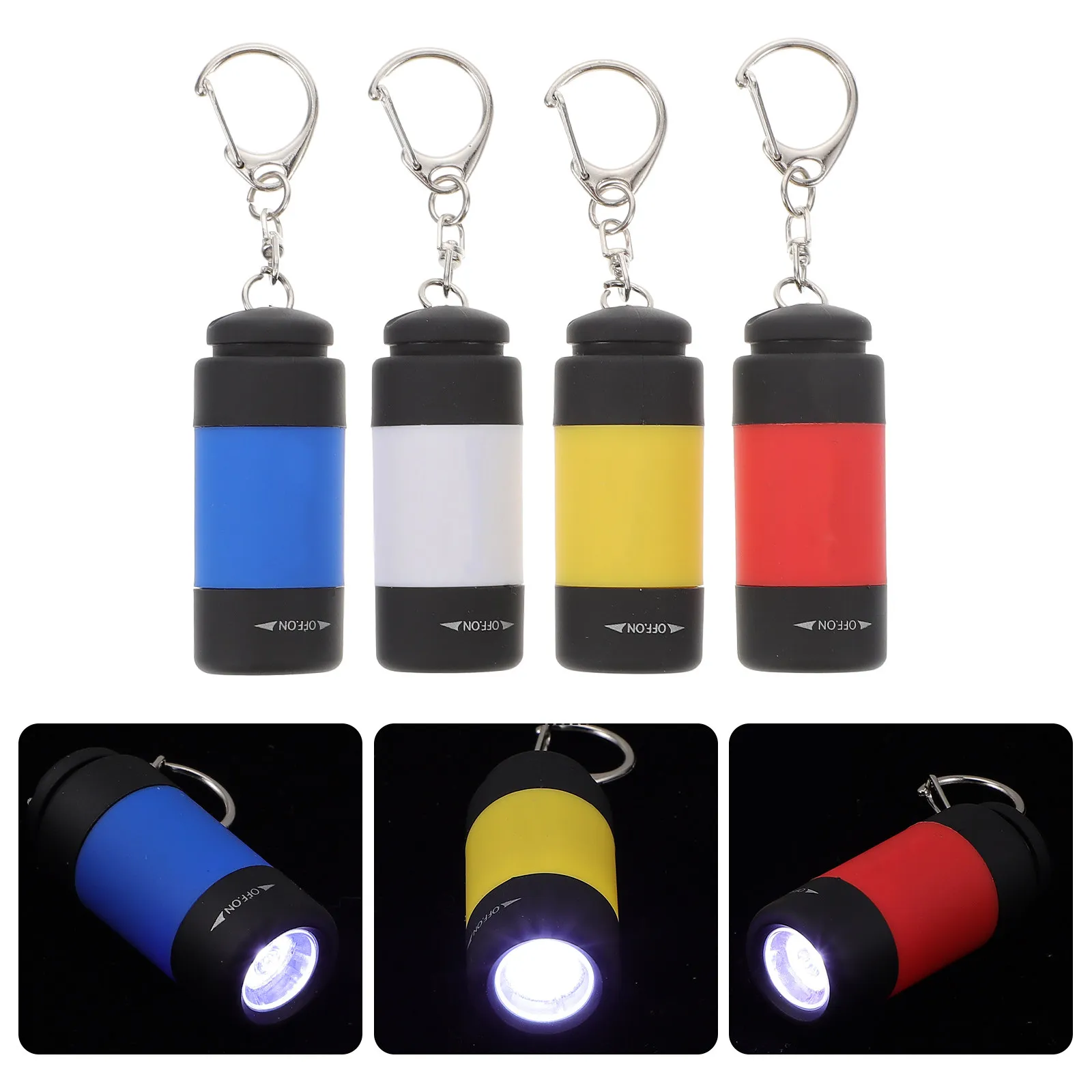 

4Pcs Mini Rechargeable USB Keychain LED Flashlight Lightweight Portable Emergency Hiking Fishing Outdoor Key Ring Torch Light