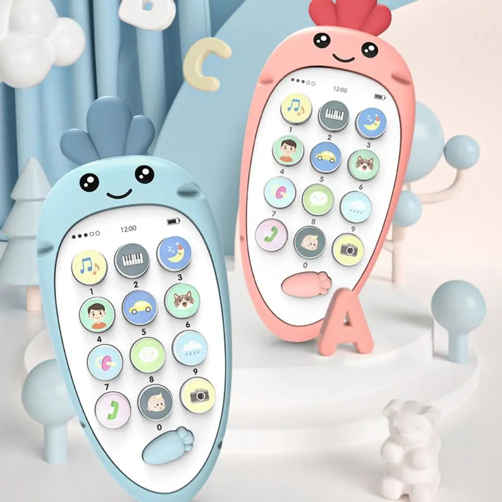 Simulation Phone Electronic Baby Cell Phone Toy Voice Toy Silicone Phones Musical Toys Safe Teether Control Music Sleeping Toy