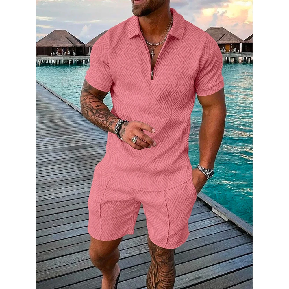 Summer Solid Color 3D Print Polo Shirts Shorts Sets Men\'s Fashion Oversized Short Sleeve Shirt Pants Male Set Suits Man Clothing