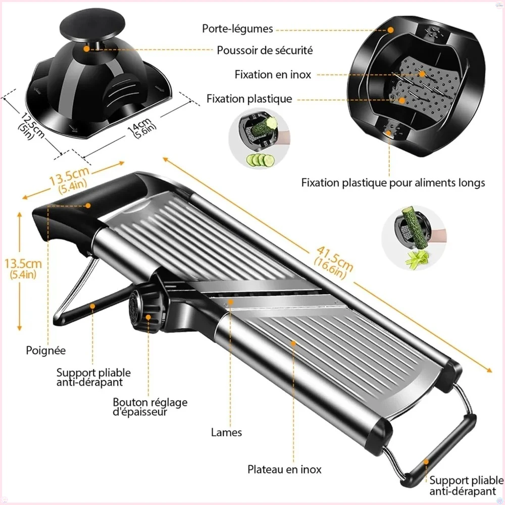 

Adjustable Mandoline Food Slicer,Vegetable Slicer Fruit Cutter,Stainless Steel Kitchen Mandoline,Julienne Slicers for, and Fruit