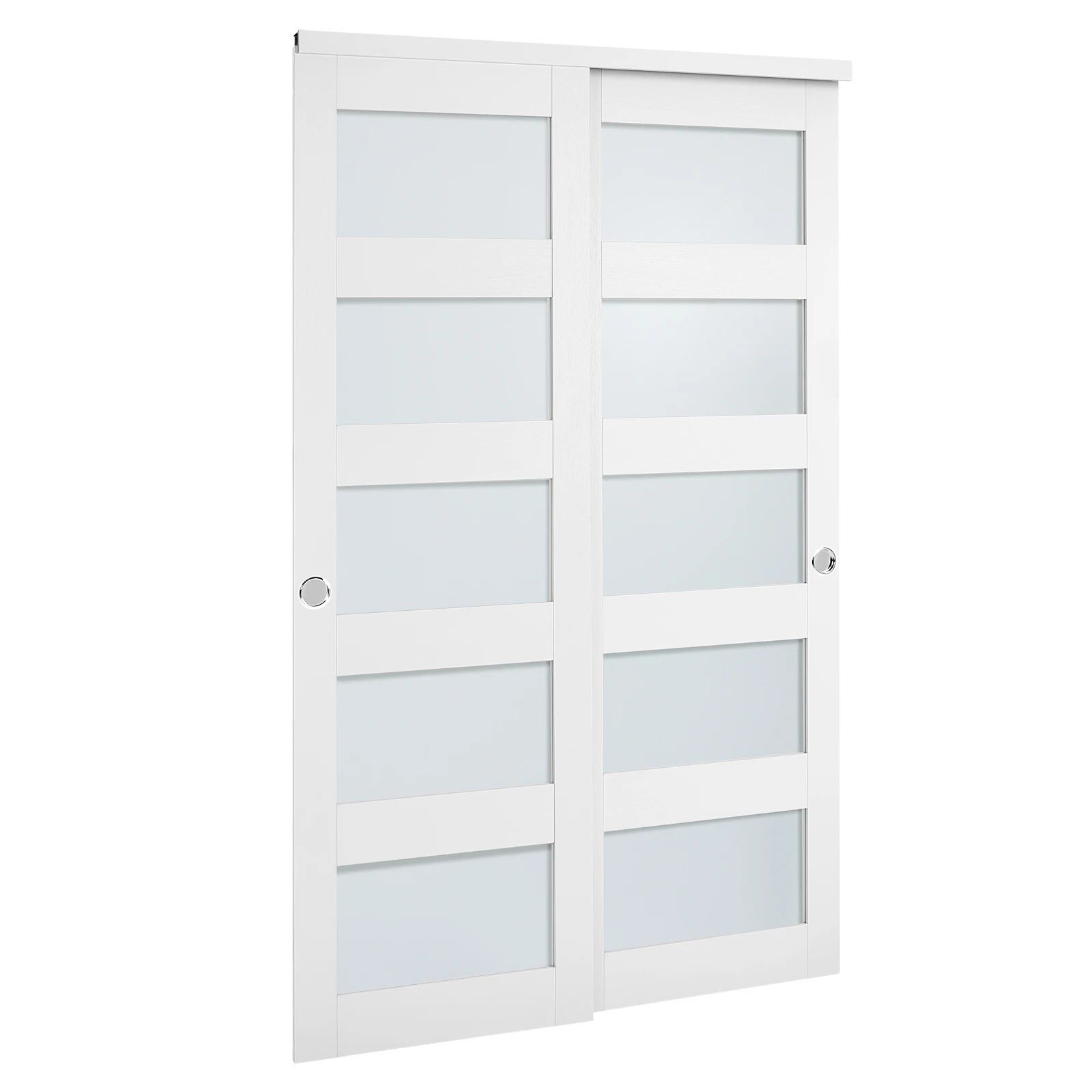 VEVOR Sliding Closet Door with Hardware Kit & Floor Guide Solid Wood & MDF Slab w/Waterproof PVC Surface for Closets Bedrooms