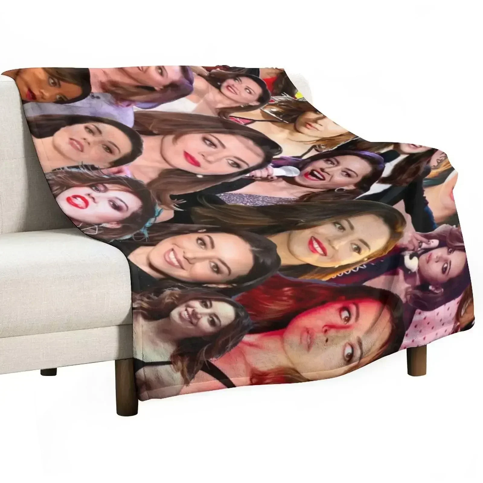 Aubrey Plaza Photo Collage Throw Blanket Bed linens Decorative Beds Luxury Blankets