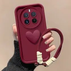 For OPPO Realme 12 Pro Case Realme 12 Pro Plus + Realme P1 Pro 5G Phone Case 3D Love Heart Hand Strap Cover