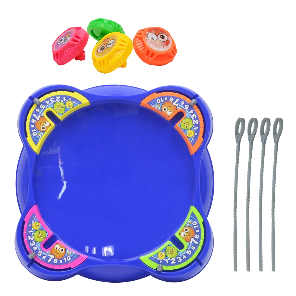 Gyro Duel Disk Rotating Pulling Type Playthings Table Game for Children Party Toys Fighting Tops with Plate Colorful Kids