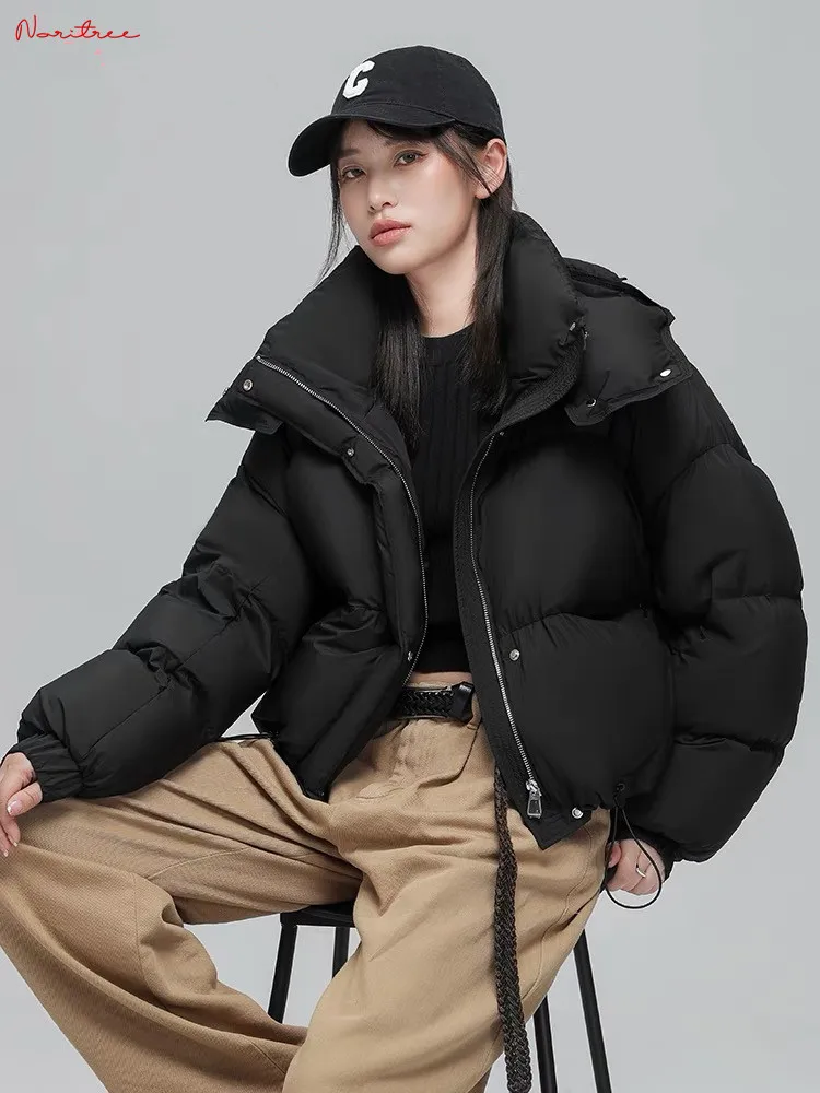 Bread style Thicker Warm Duck Down Coat Winter Fashion Hooded Fluffy Down Parkas Coats Was Thin Oversized Down outerwear wy1837