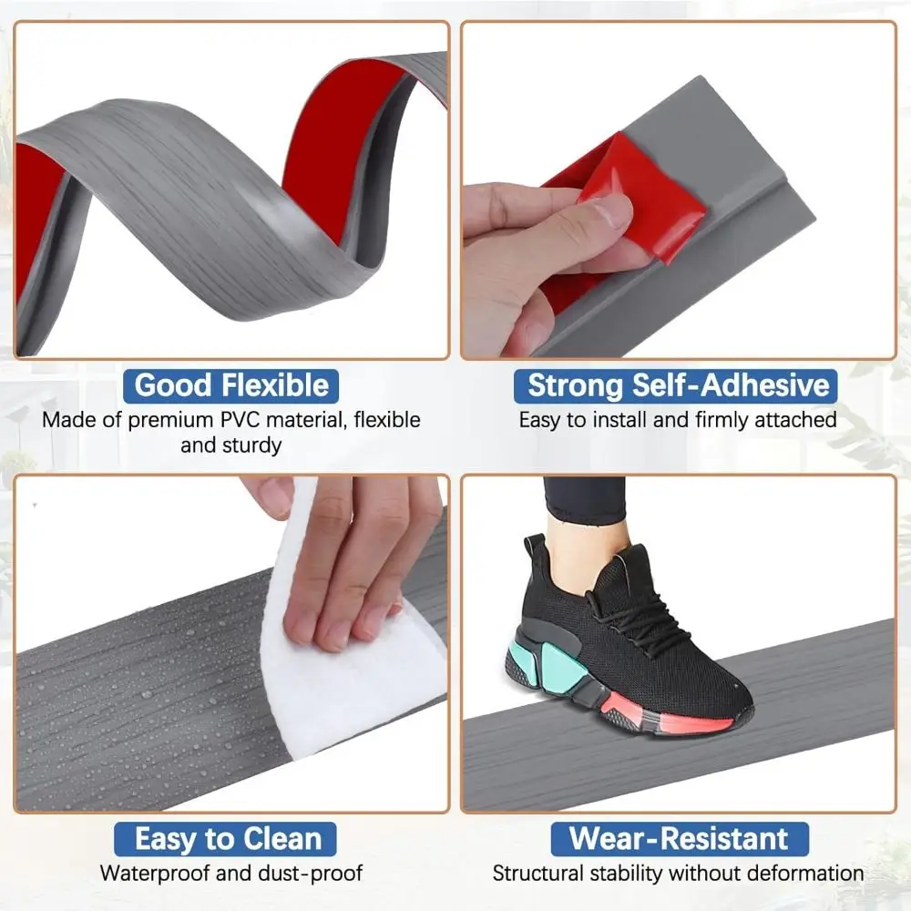 

Прочный ковер для плитки, переходная полоса для пола, самоклеящаяся окантовка из ПВХ, износостойкая режущаяся кабельная окантовка, бытовая