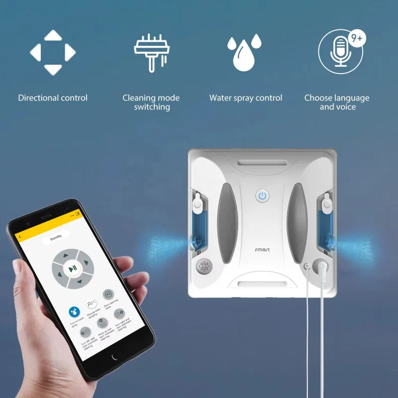 Airo Auto Climbing Electric Robot Cleaner W6 Brushless Motor Bilingual Remote Control Window Robot Washer for Outdoor Hotel