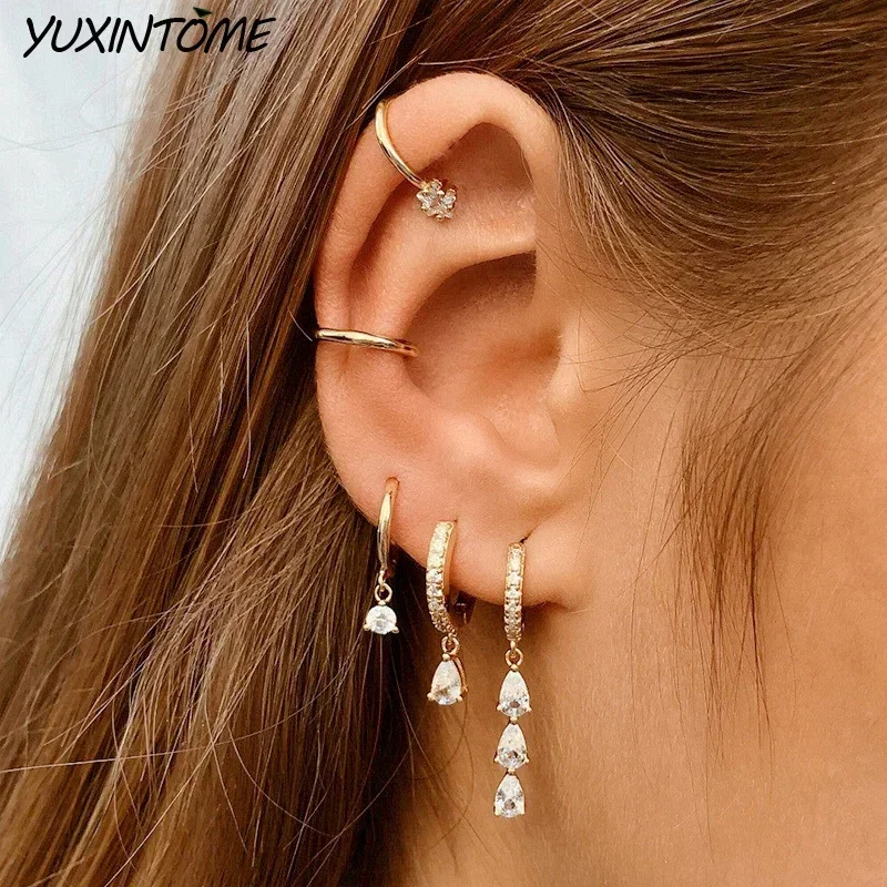 925 Sterling Silver Needle Punk Silver Series Small Hoop Earrings for Women 24K Gold Earrings Trend Jewelry Ear Accessories