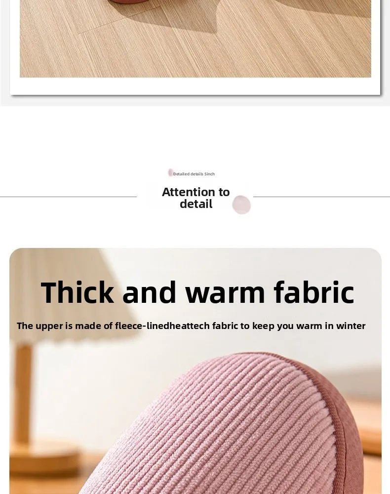 NEUE Damen- und Herren-Hausschuhe, Lässige Dicke Weiche Hausschuhe, Plüsch-Hausschuhe, Rutschfeste Thermo-Hausschuhe, Winter-Flachschuhe für Drinnen – Detail 6