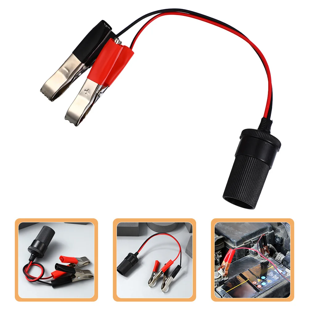 

2pcs Car Extension Cable With Heavy Duty Alligator Clips For Trucks Motorcycles Power Outlet Adapter Charging Device