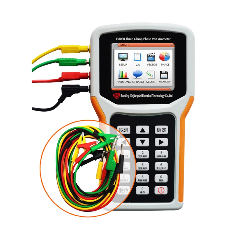 

AC Power Quality Analyzer Phase Sequence Tester Digital 3 Clamp Phase Voltage Current Frequency Meter Voltmeter Ammeter