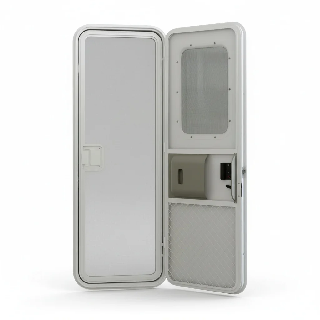 Motorhome Entry Door, Aluminum Caravan Replacement Door with Toughened Glass, RV Security Door, for Camper Trailers, 622x1822mm
