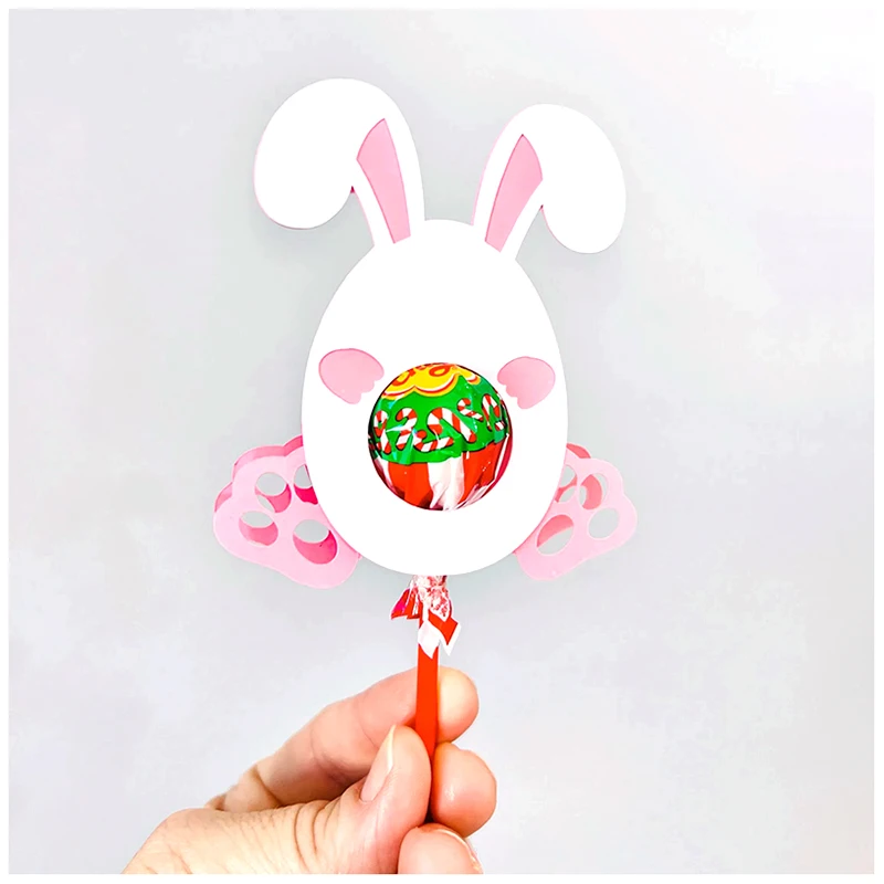 Happy Easter bunny lolly holder metal cutting die mould scrapbook decoration photo album decoration card making DIY handicrafts