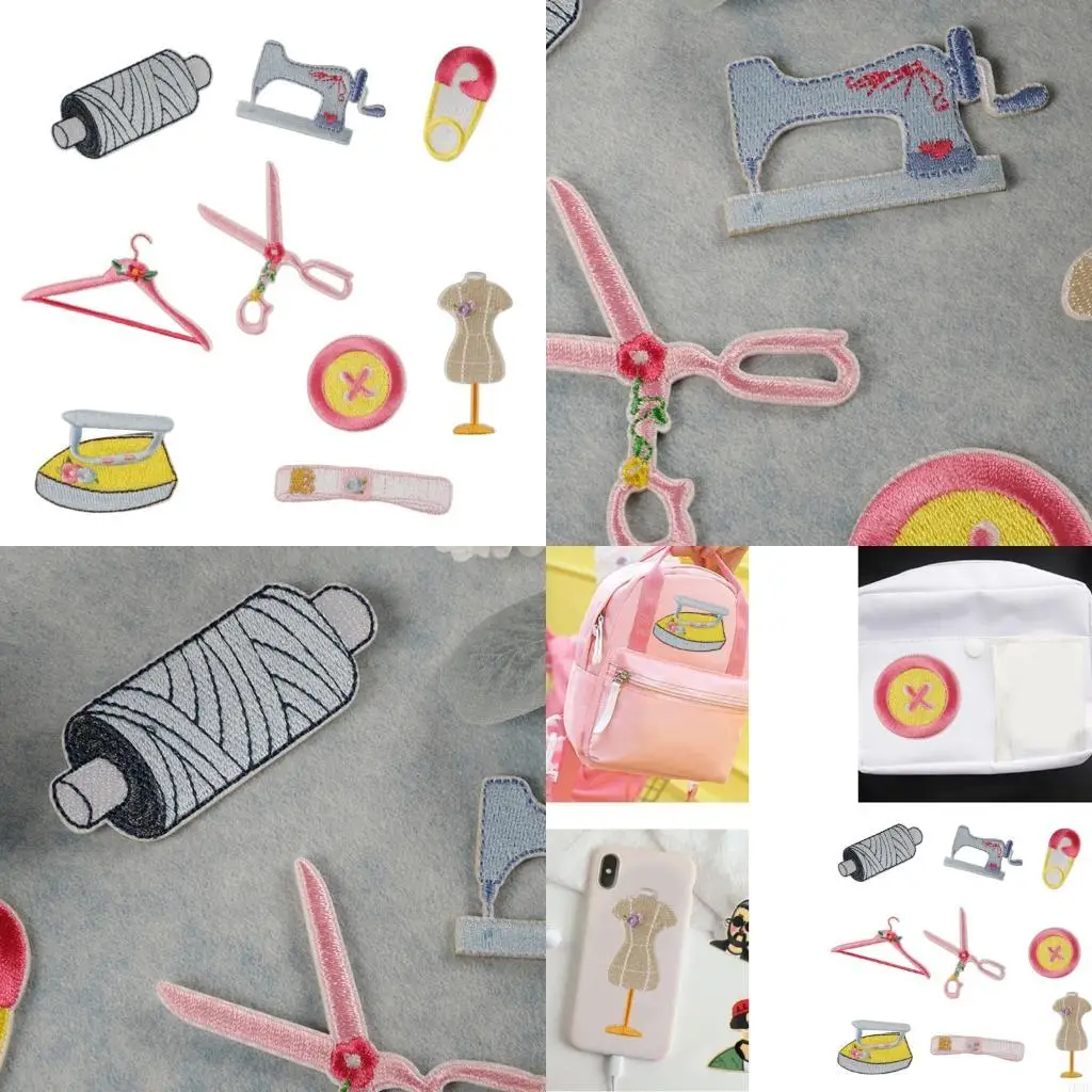 9 Pcs Scissors Repair Patches Iron on Patches Sewing Machine Embroidery Patches Y08E