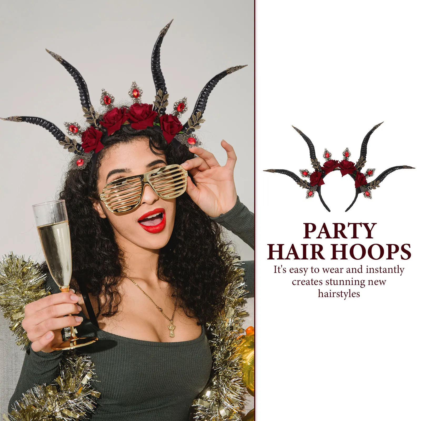 

Devil Horns Headband Premium Plastic Halloween Party Cosplay Costume Accessory Novel Hair Hoops For Women Photo Props