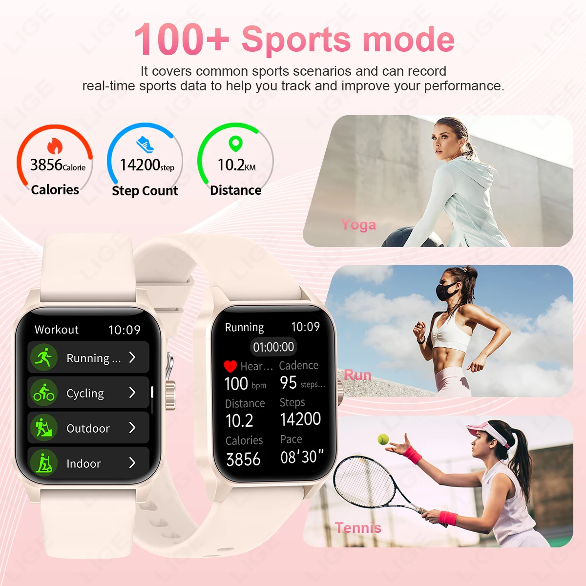 LIGE Neue Smartwatch Frauen Bluetooth Anruf AI Stimme Assistent 1,85 "HD Display Uhr Für Andrio IOS Gesundheit Sport Smart uhr Frauen
