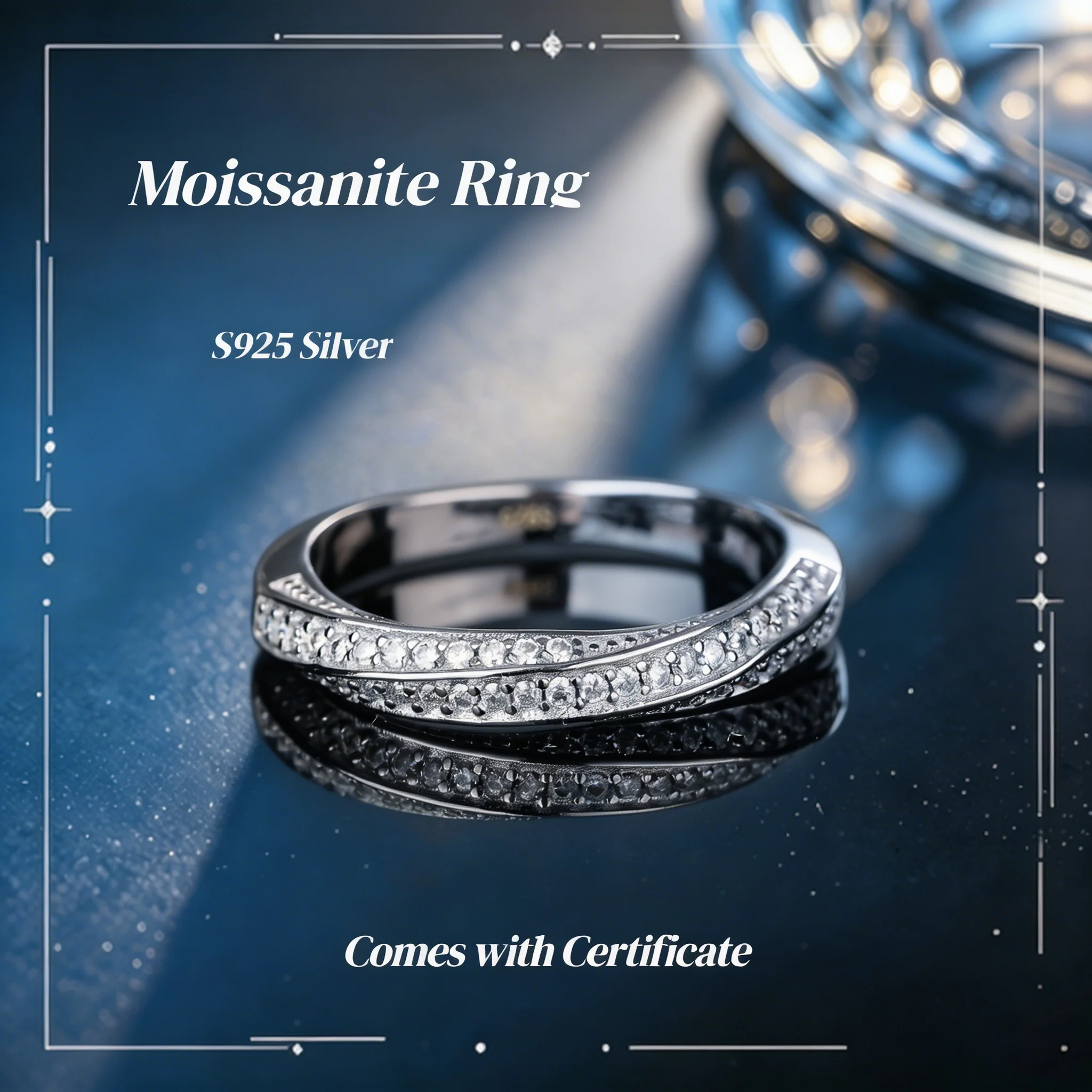 [Großhandel] 1,5mm Voll-Moissanit-Ring S925 Sterling Silber Mit GRA-Zertifikat Bandring für Damen Funkelnde Party-Geburtstagsgeschenke – Detail 12