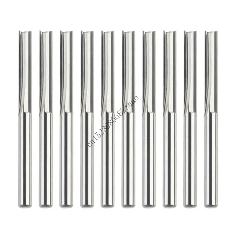 

H7EA 10Pcs High Speed Steel End Mill 3.175mm Shank 2 Flute Straight Slot Milling Cutter Cutter Machine Router Bit