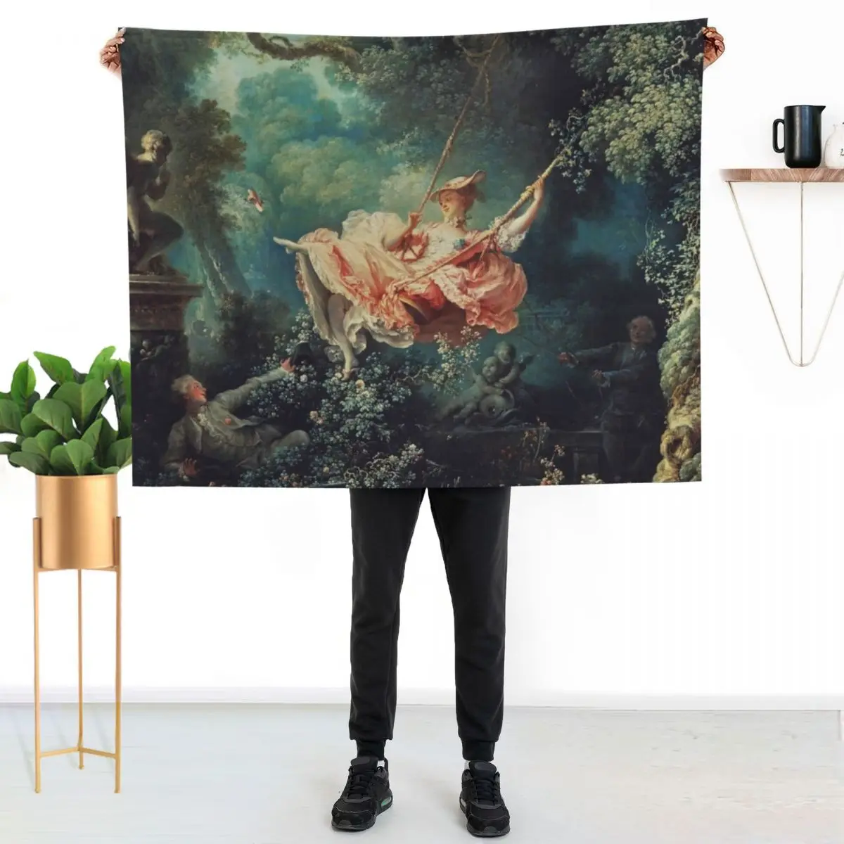 Jean-Honor?? Fragonard - The Swing (L'Escarpolette) (1767) Throw Blanket Single Flannels Thins Beach Bed covers Blankets