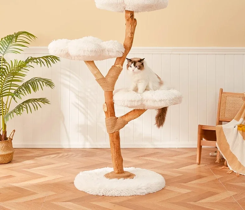 Cloud cat climbing frame Large cat tree jumping platform Integrated luxury solid wood cat shelf