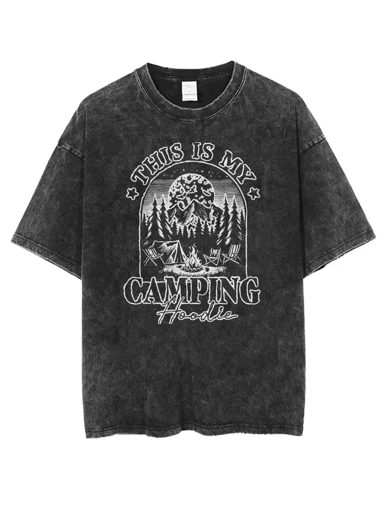 تي شيرت أسود مغسول للجنسين فضفاض مناسب برقبة دائرية مريح مطبوع عليه الهالوين ملابس شتوية غير رسمية الأكثر مبيعًا