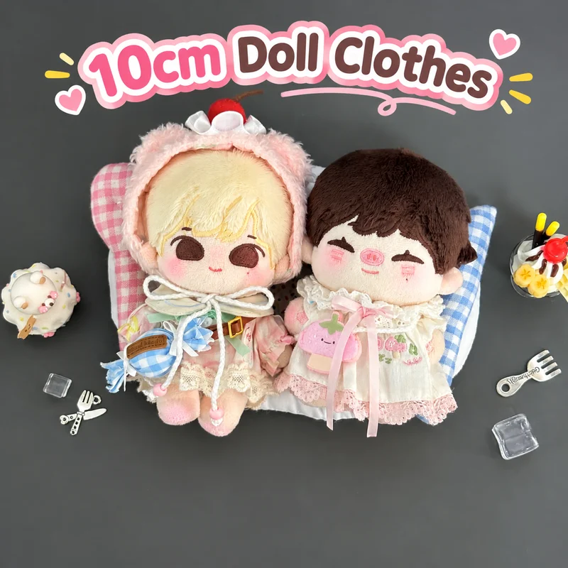 Doll Isle Union 10cm Cotton Doll Clothes Spring Snacks Series Dress Set Handmade Lace Outfit For Stuffed Plush Doll Accessories