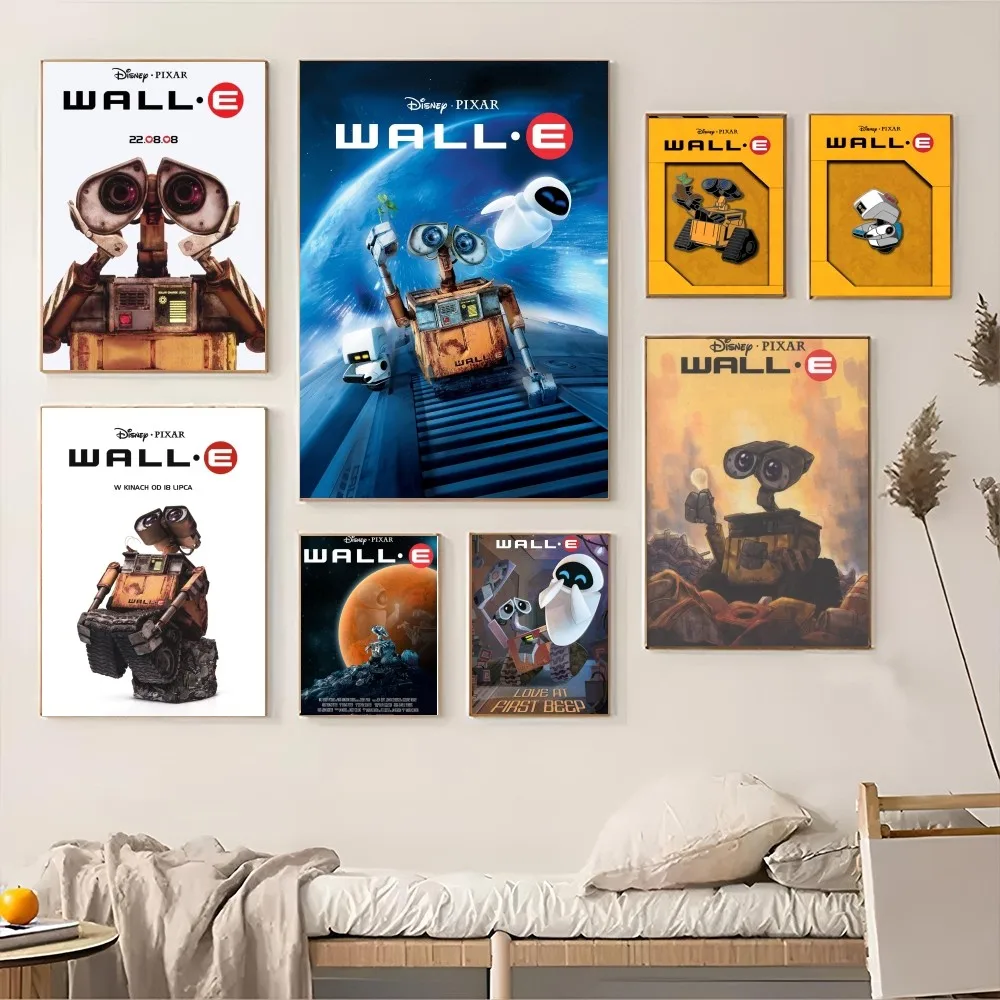 1PC WALL E & EVE Robot Disney Movie Cartoon Print Poster Paper Waterproof HD Sticker Bedroom Home Living Room Bar Wall Art Decor