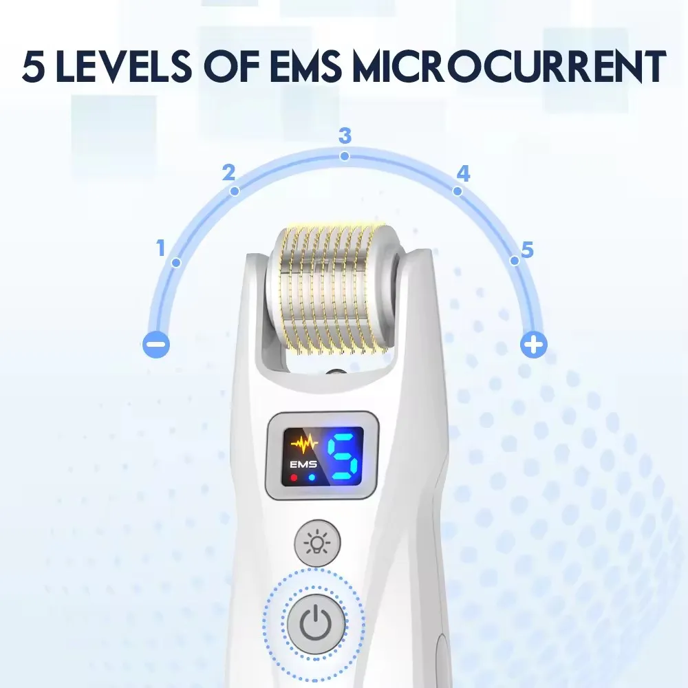 Новый Derma Roller G5 светодиодная светотерапия Dermaroller EMS микротоковый уход за кожей косметический аппарат вибрационный массажный ролик