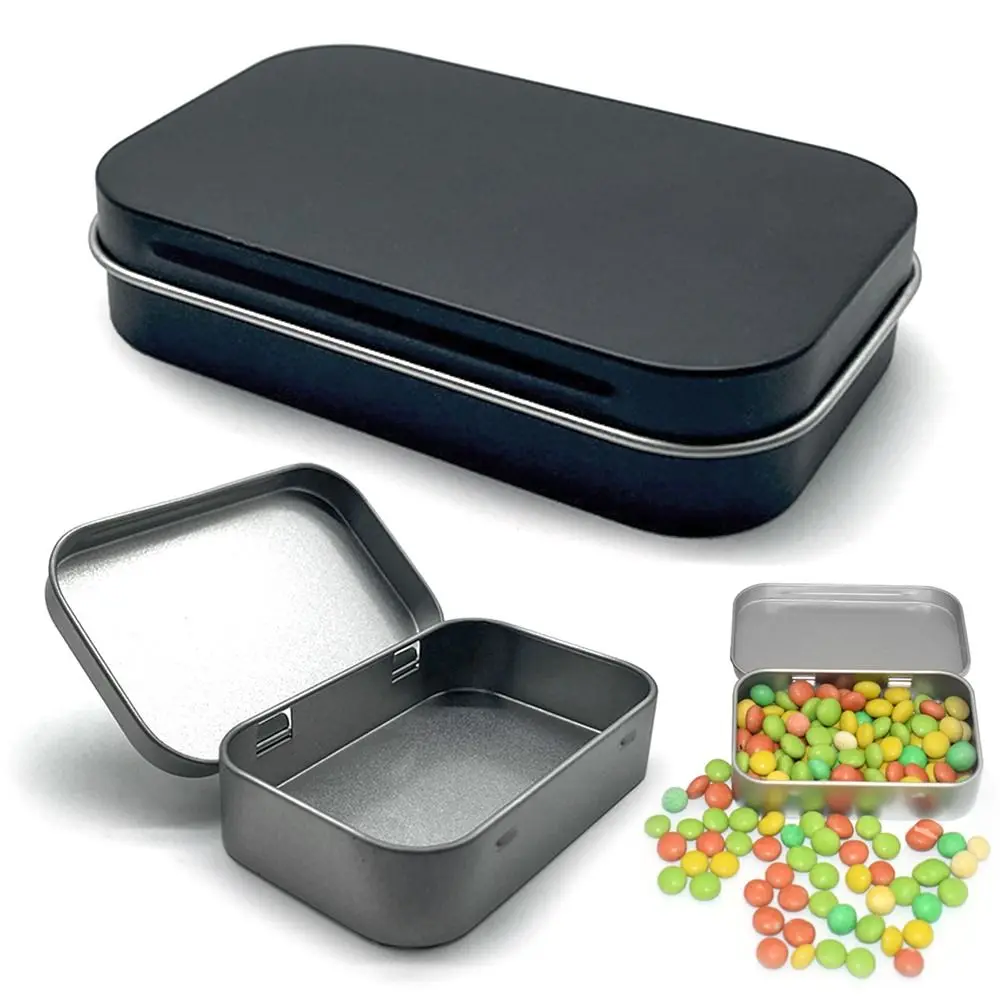 Small Frosted Iron Box Flip Lid Metal Storage Box Hinged Empty Pill Candy Container Lipstick