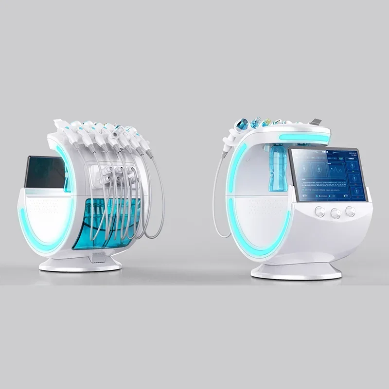 DermDelhi Hydra-Machine à Épurateur Multifonction Intelligente pour le Visage, Soins de la Peau, Ultrasons, RF, Eau, Analile, Bleu Glacé