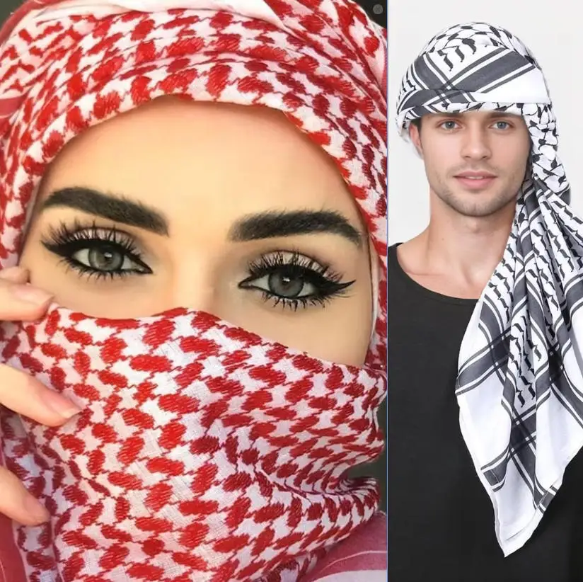 Unisex Arab Hijab Scarf Headwear Islamic Foulard Print Scarf Turban Arabic Headcover For Men's Muslim Clothing Prayer Turbante