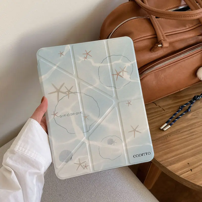 

Protective Case for IPad 10.2 Case 7/8/9th Generation IPad 10th Generation Case 2022 Air 5th 4th 2020 Pro 11 Sea Star Scallops