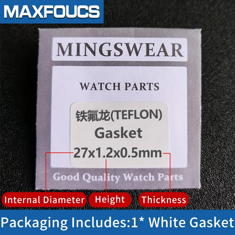 ปะเก็นสีขาวหนา0.5มม. สูง1.2มม. แหวน I 25-34.5มม. เหมาะกับนาฬิกาคริสตัลอะไหล่ซ่อมนาฬิกาอุปกรณ์เสริม1ชิ้น