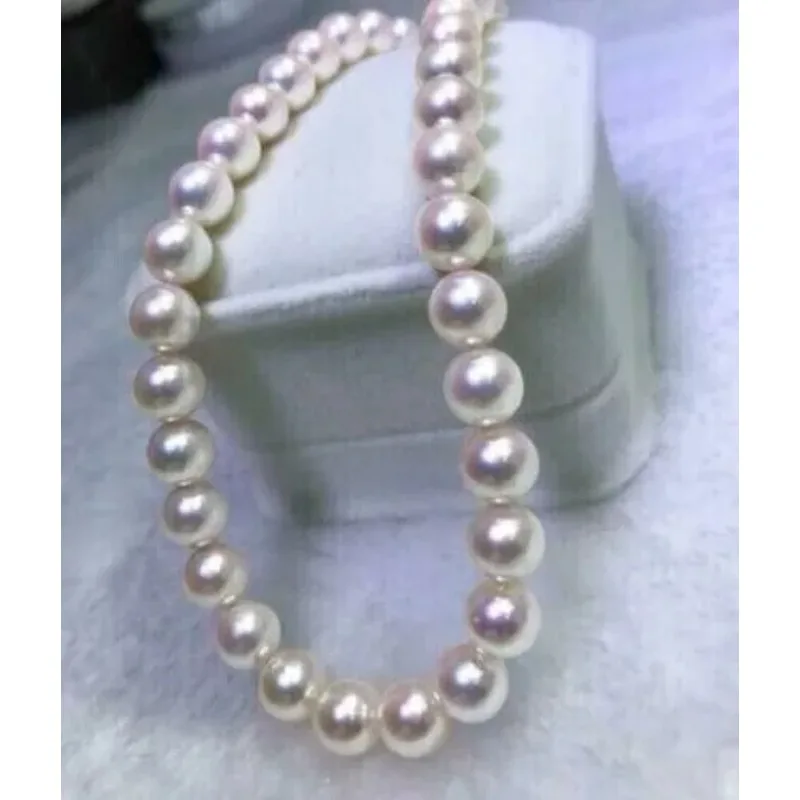 Stunning AAAA +++ 10-11mm Real Natural White AKOYA Round Pearl Women's Necklace 18 Inches