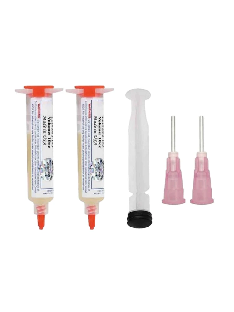 2PCS 10CC Solder Flux Paste Needles Booster Syringe Pusher For Electronics Cell Phone BGA PCB Soldering Repair Durable