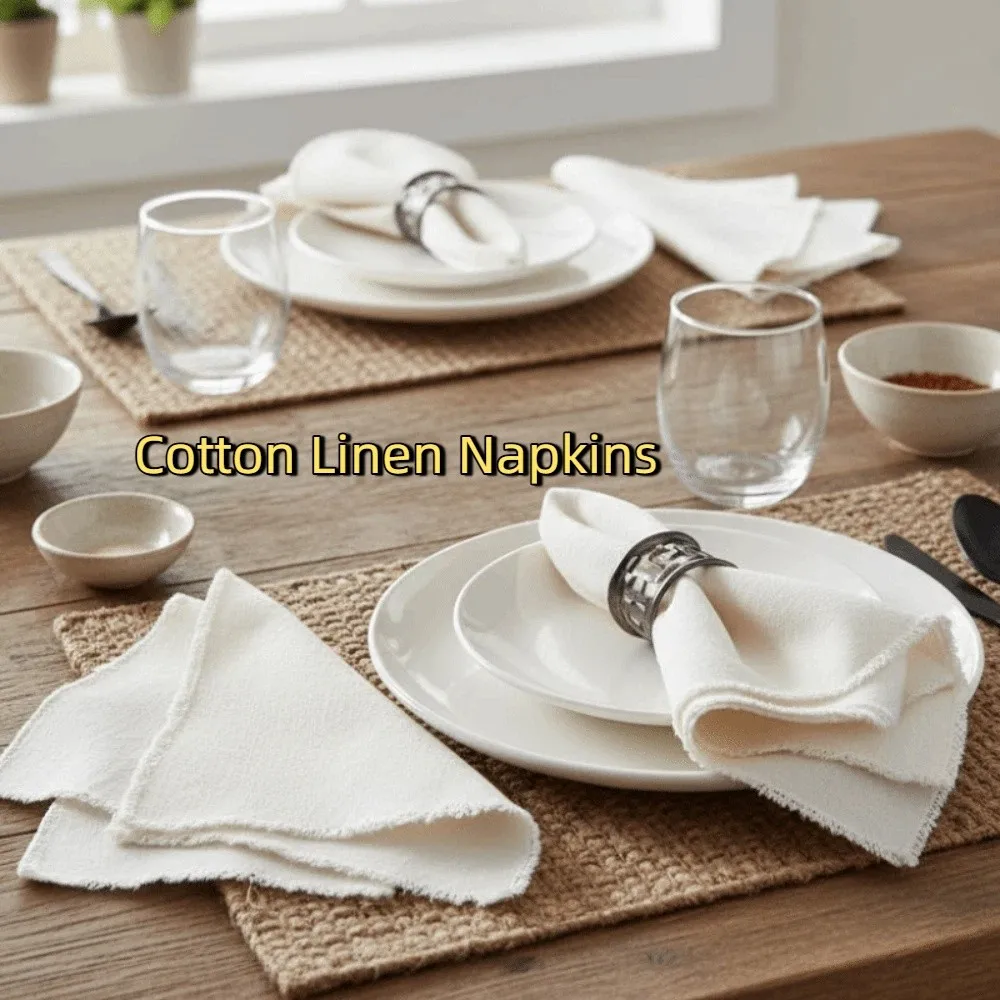 

4PCS Rustic Style Cotton Linen Napkins Eco-Friendly Soft Placemats Solid Color Decorative Cloth Napkins Party Supplies