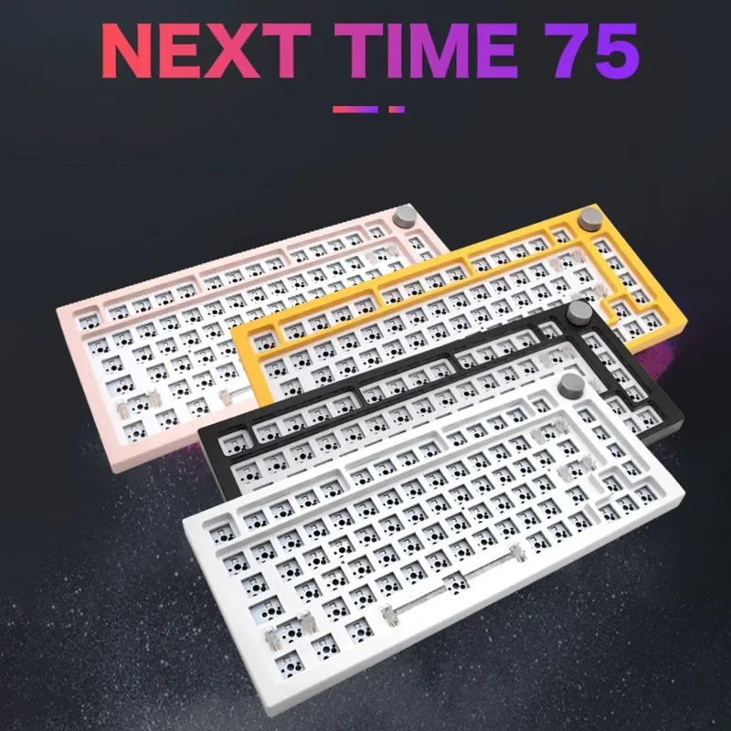 Next Time 75 Wired Mechanical Keyboard Kit NextTime 75 Wireless Aluminium Keyboard With Knob Gasket Hot-Swap RGB DIY Keyboard PC