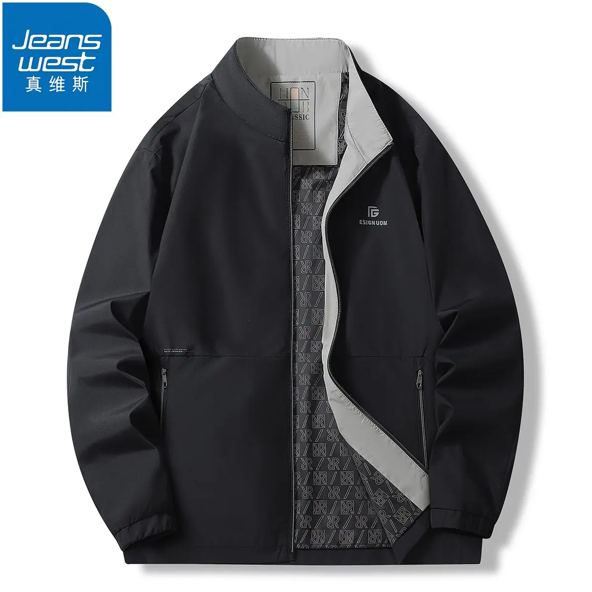 

Spring and Autumn New Coat Men's Casual Stand up Collar Jacket Simple and Versatile Dad's Top