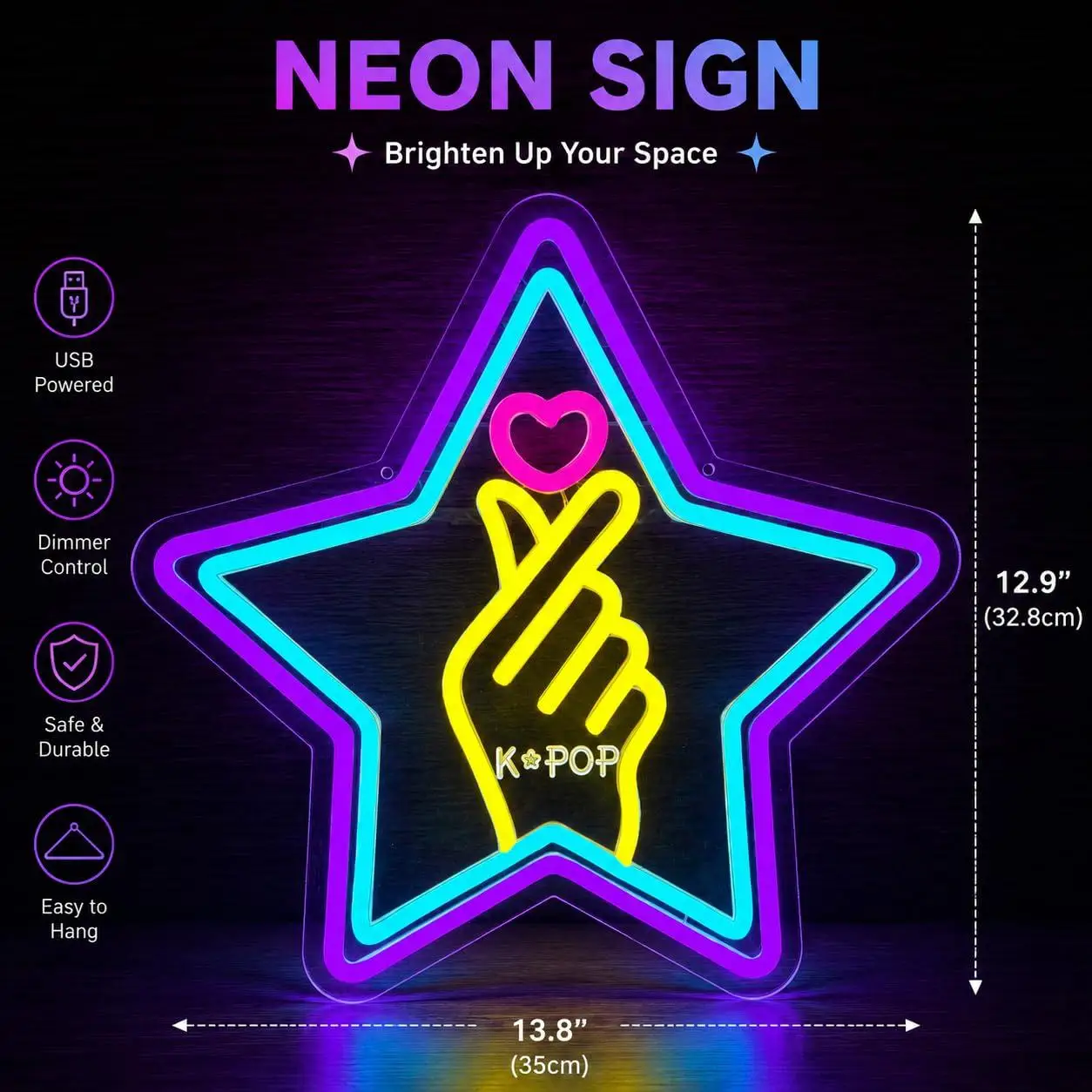 Kpop Star Neon Sign USB Dimmable LED Lights For Kpop Fan Themed Bedroom Game Room Party Wall Hanging Art Decor Gift Night Light